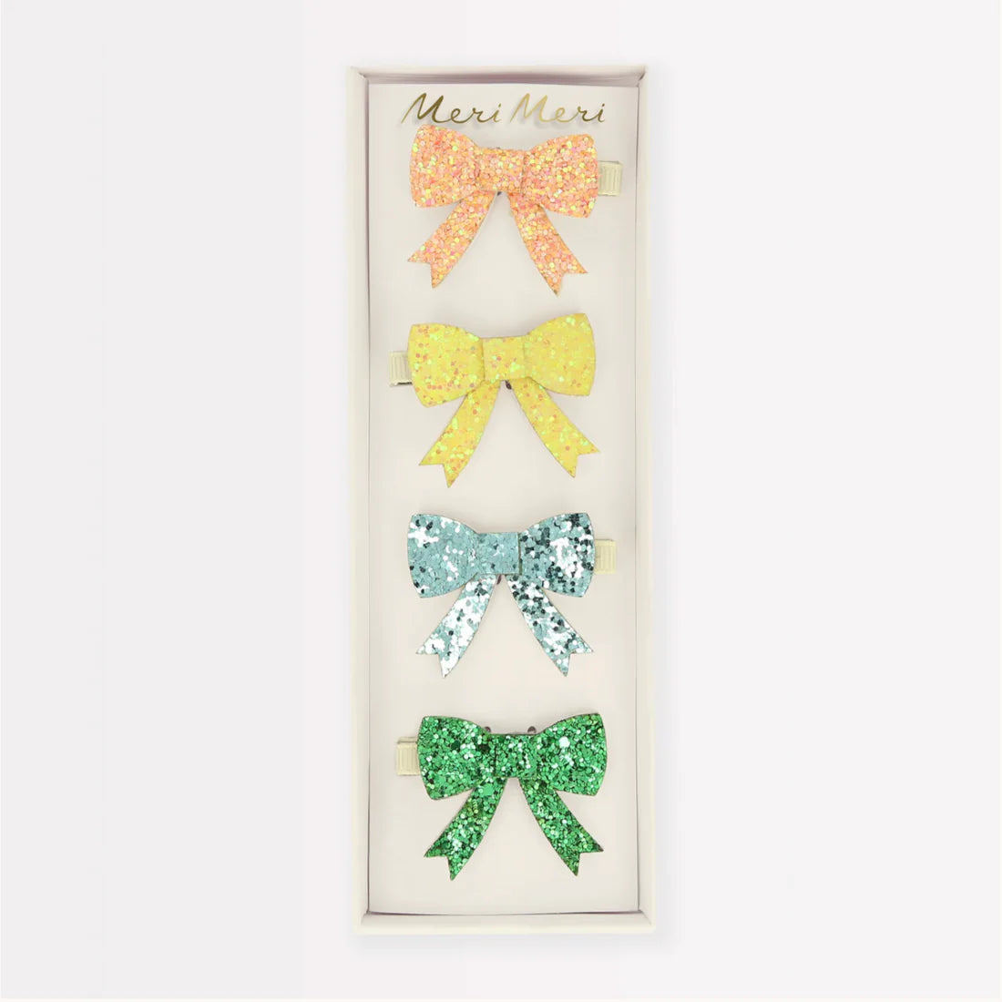 Glitter Bow Hair Clips (x 4)