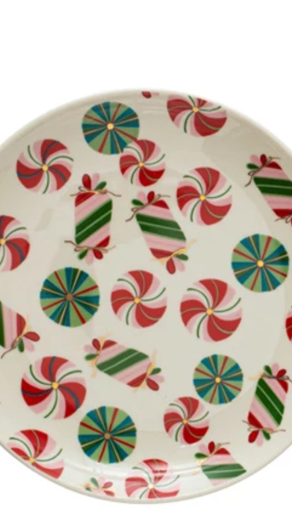 6" Round Stoneware Plate w/ Holiday Pattern/Image, Multi Color, 4 Styles