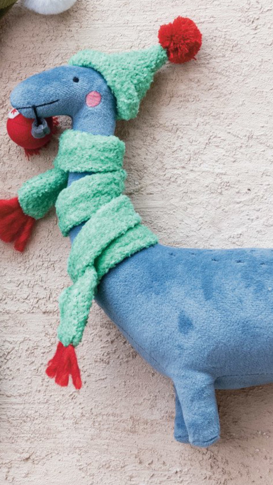 Plush Christmas Dinosaur Toy in Winter Clothes w/ Ornament/Candy Cane, 2 Styles