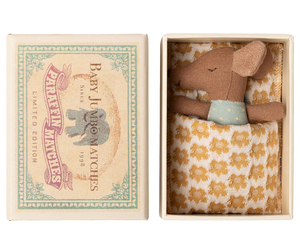 Sleepy wakey baby mouse in matchbox - Blue