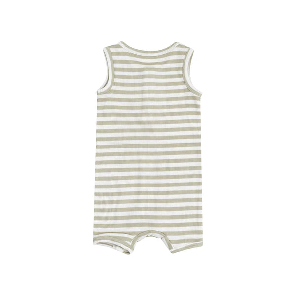 SLEEVELESS SHORTIE ROMPER - STRIPE SAGE