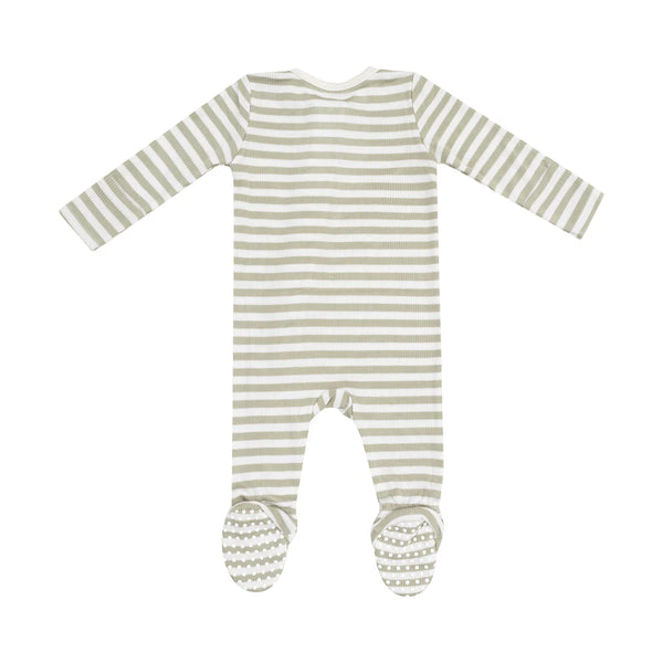 2 WAY ZIPPER FOOTIE - STRIPE SAGE