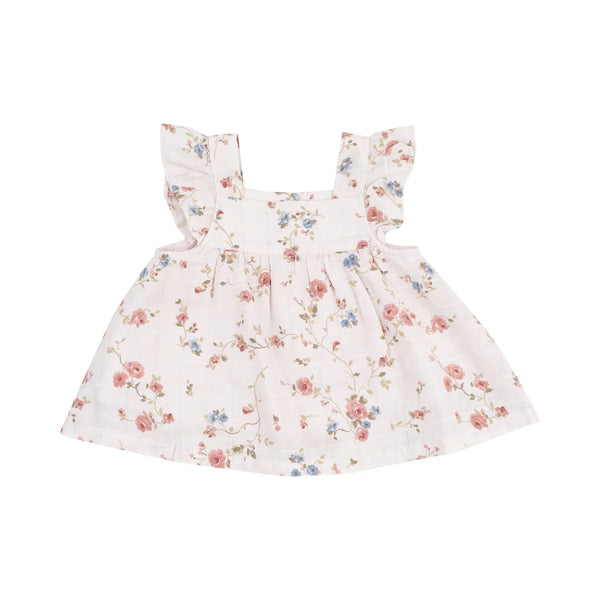 PINAFORE & HIGH WAISTED DIAPER COVER - CLIMBING ROSES