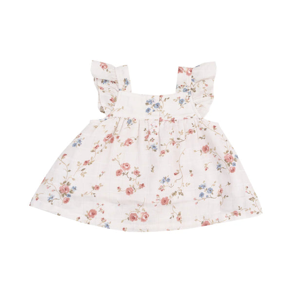 PINAFORE & HIGH WAISTED DIAPER COVER - CLIMBING ROSES