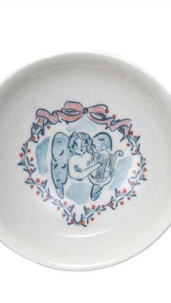 Stoneware Dish w/ Cherub, White, 4 Styles