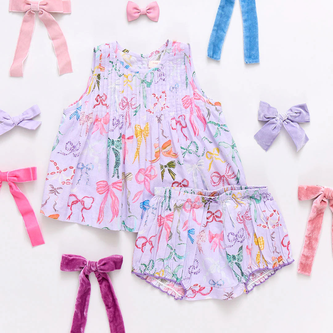 Baby Girls Lavender Watercolor Bows 2 Piece Set