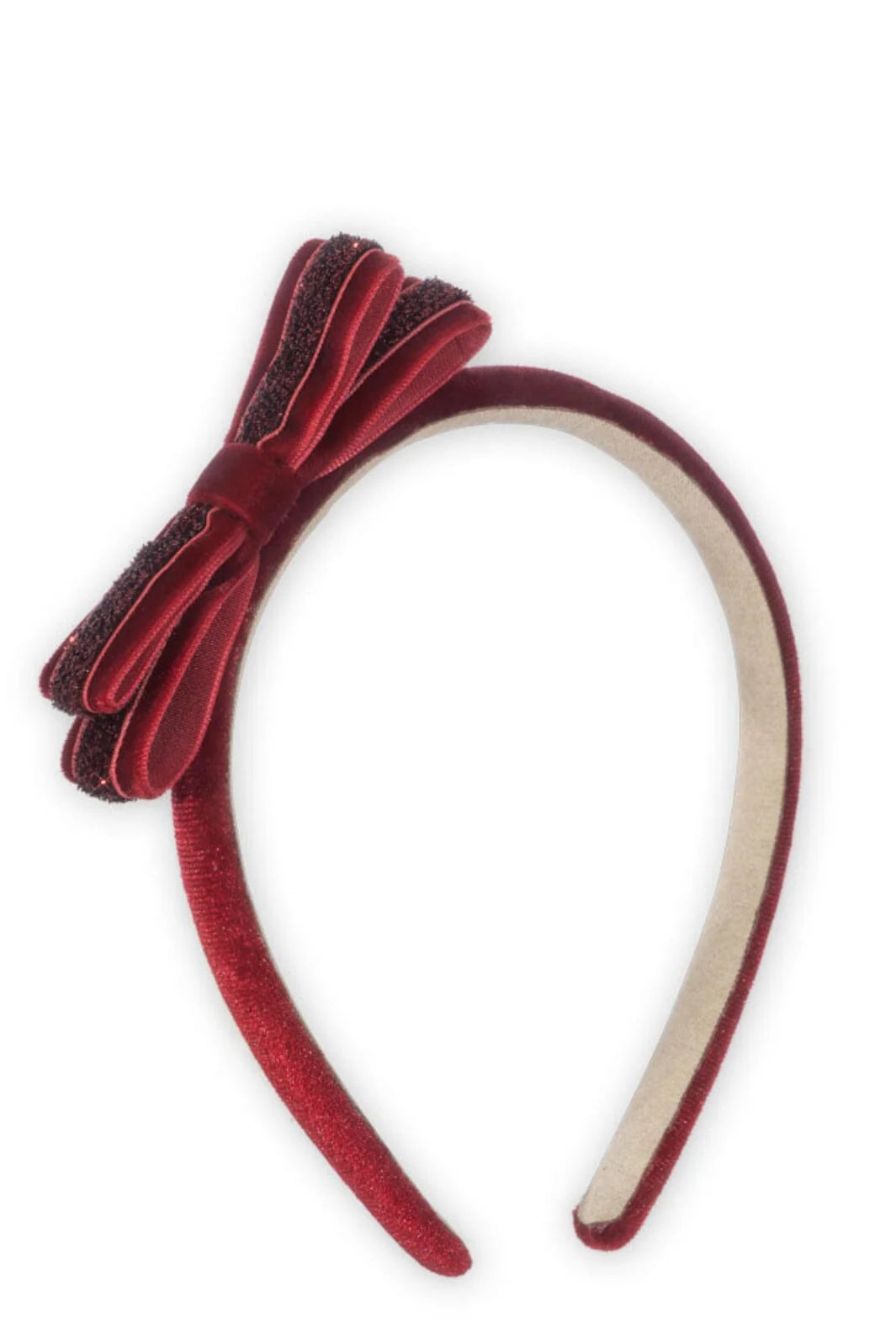 VELVET BOW HAIRBRACE RED