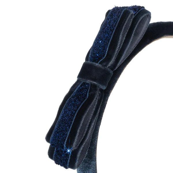VELVET BOW HAIRBRACE NAVY