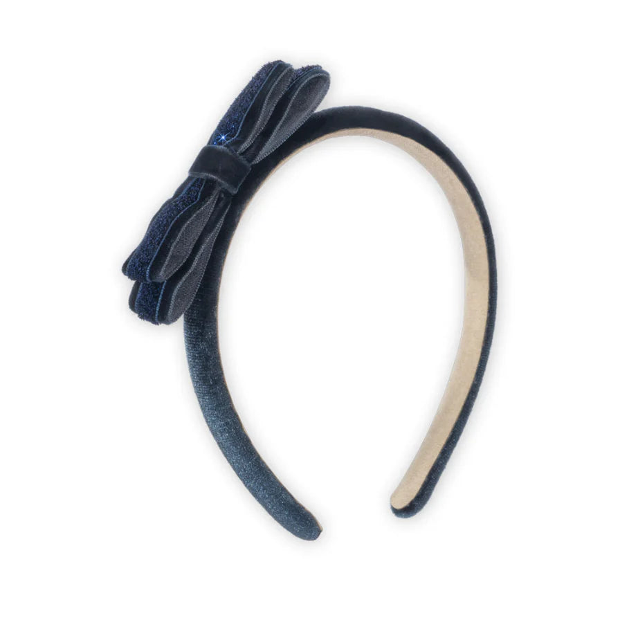 VELVET BOW HAIRBRACE NAVY