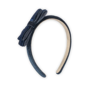 VELVET BOW HAIRBRACE NAVY