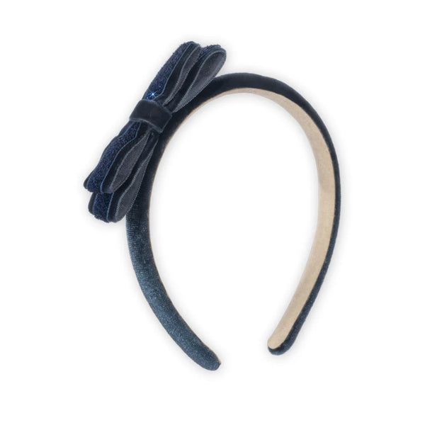 VELVET BOW HAIRBRACE NAVY