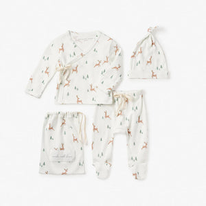 Organic Cotton Printed Newborn Layette Set : Reindeer