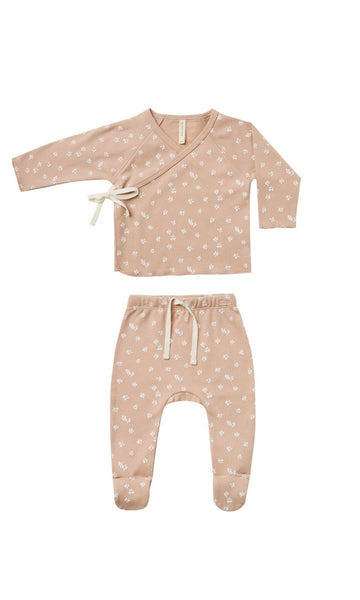 Wrap Top + Footed Pant Set || Petal Blossom