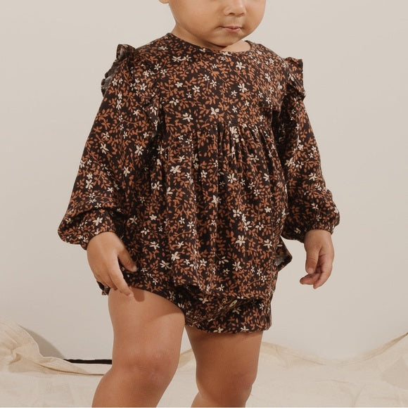 Piper Blouse and Button Short Set Winter Bloom