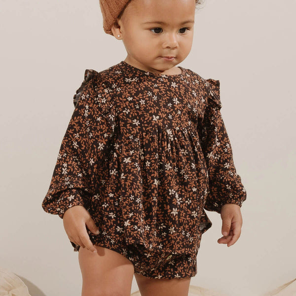 Piper Blouse and Button Short Set Winter Bloom