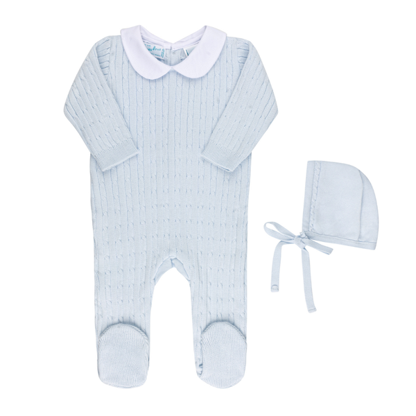 Boys Peter Pan Cable Knit Romper and Bonnet