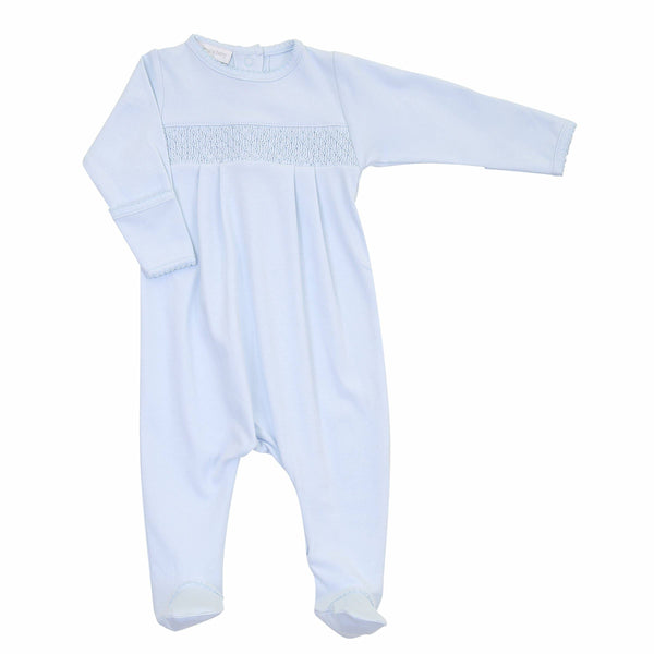 Essentials Solid Blue Smocked Footie