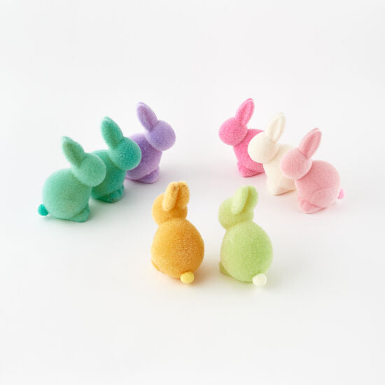 Small Pastel Flocked Seated Bunny
