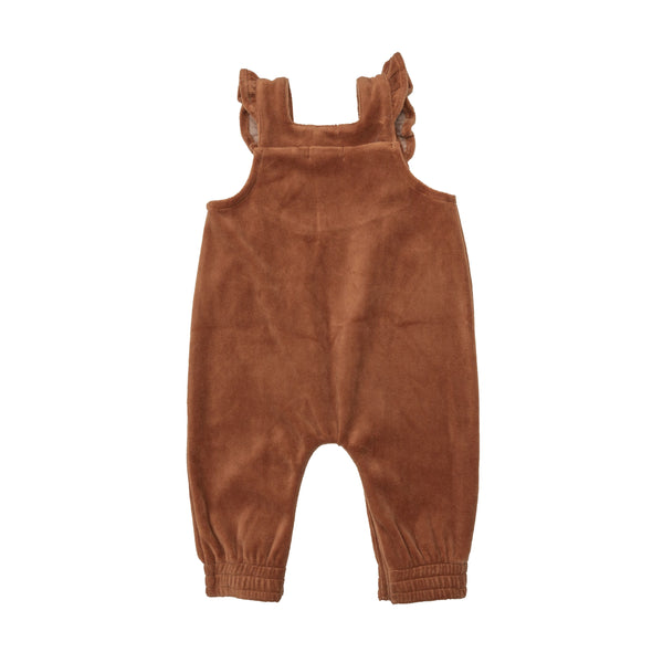 VELOUR RUFFLE OVERALL - MOCHA BISQUE