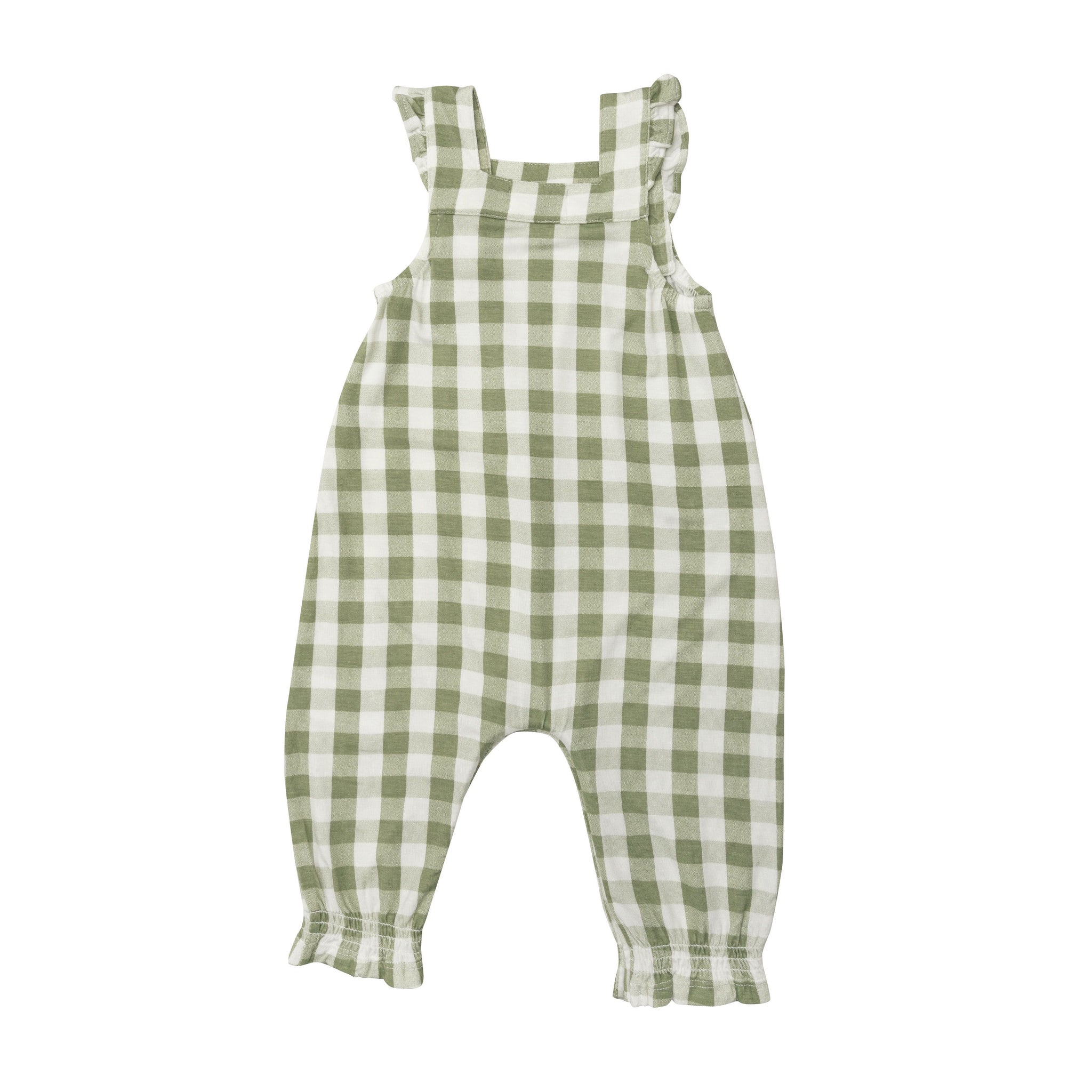 BAMBOO SMOCKED FRONT COVERALL - GINGHAM SAGE