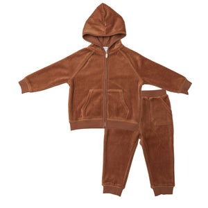 VELOUR HOODIE AND JOGGER - MOCHA BISQUE