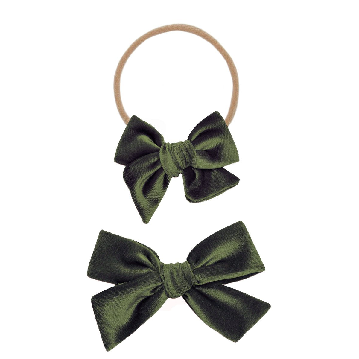 VELVET - OLIVE BOW