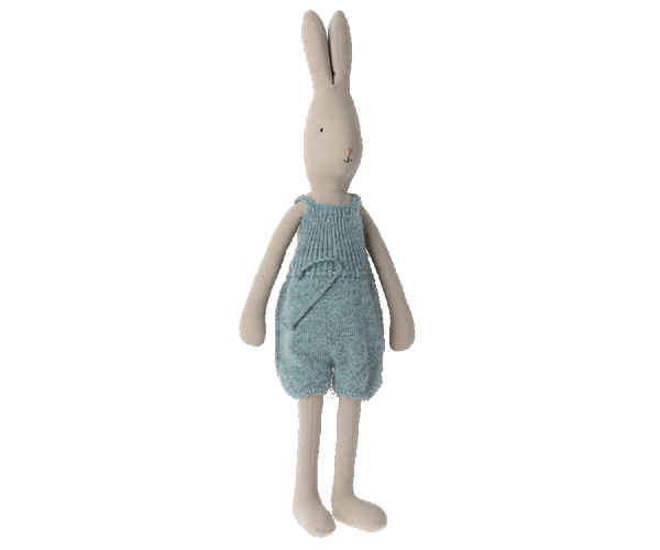 Rabbit in Blue Knitted Overalls, Size 4