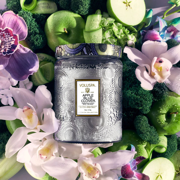 APPLE BLUE CLOVER LARGE JAR CANDLE