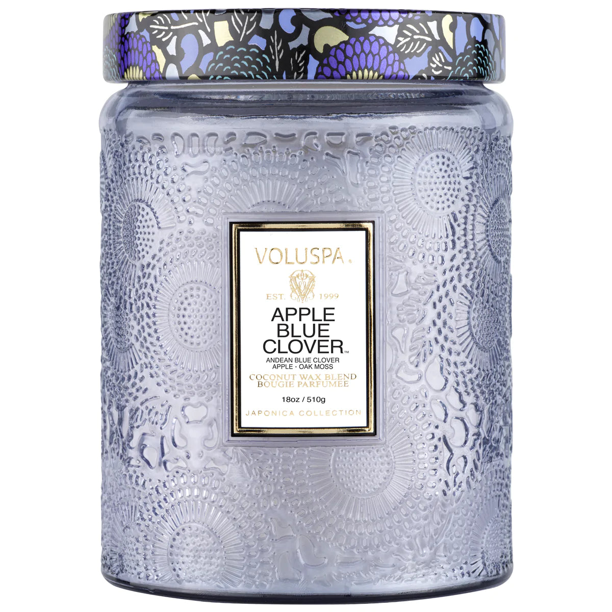 APPLE BLUE CLOVER LARGE JAR CANDLE