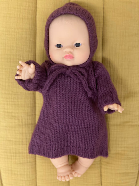 Eggplant Sweater Dress and Bonnet