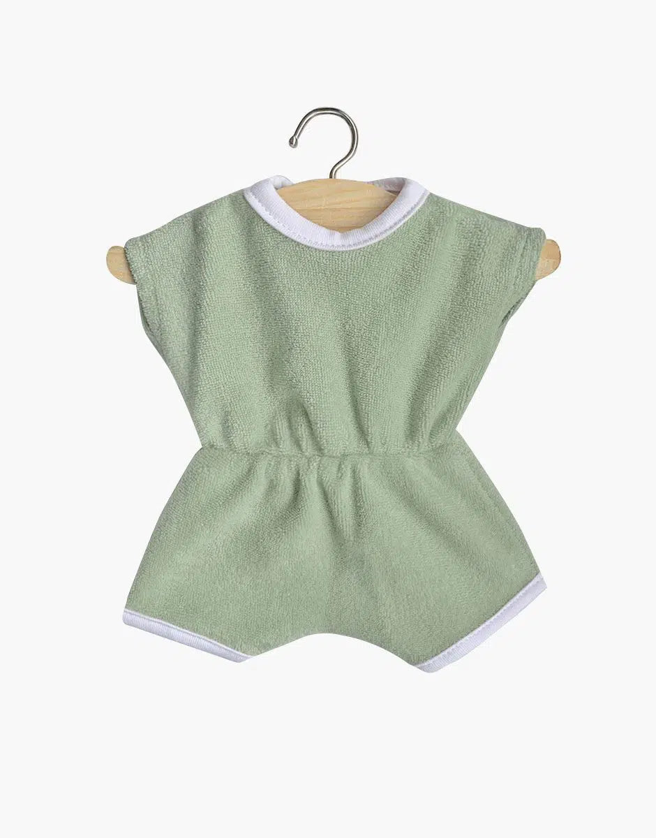 Terry Romper in "Sage" for Minikane Soft-bodied Babies