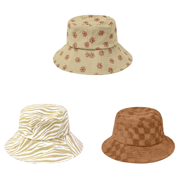 bucket hat || lemon daisies, zebra, camel check